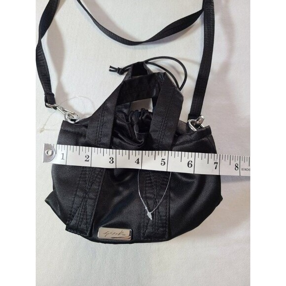 Victoria’s Secret PINK Black Crossbody Bag Satin Drawstring Mini Purse - Picture 4 of 5